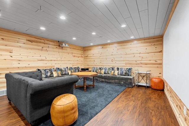 4835 Isabella Cir, Hobart, WI 54155 - living area with wood walls, wood finished floors, and recessed lighting
