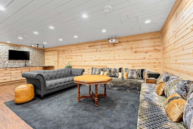4835 Isabella Cir, Hobart, WI 54155 - living room featuring recessed lighting and wooden walls