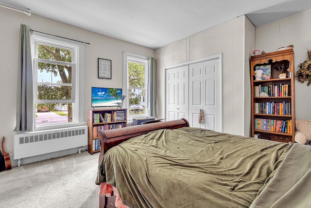 628 End Ct Unit 628A, Sheboygan, WI 53081 - bedroom with radiator, carpet floors, and a closet