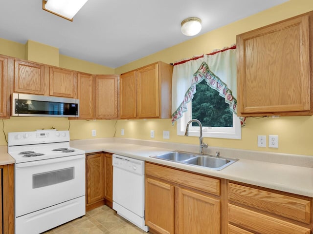 8300 Fishman Rd, Burlington, WI 53105 - kitchen featuring white appliances and light countertops