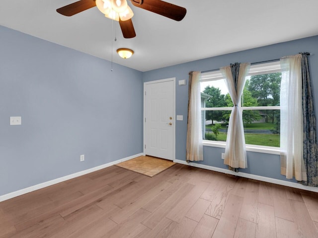 8300 Fishman Rd, Burlington, WI 53105 - foyer with wood finished floors and a ceiling fan