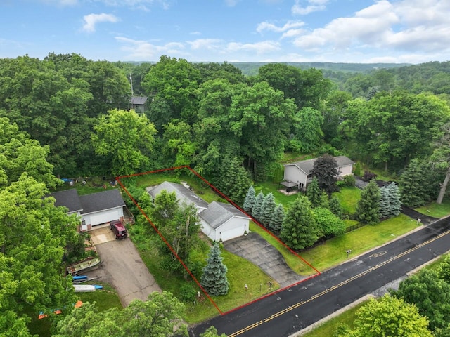 8300 Fishman Rd, Burlington, WI 53105 - aerial view of property's location featuring a heavily wooded area and property parcel outlined