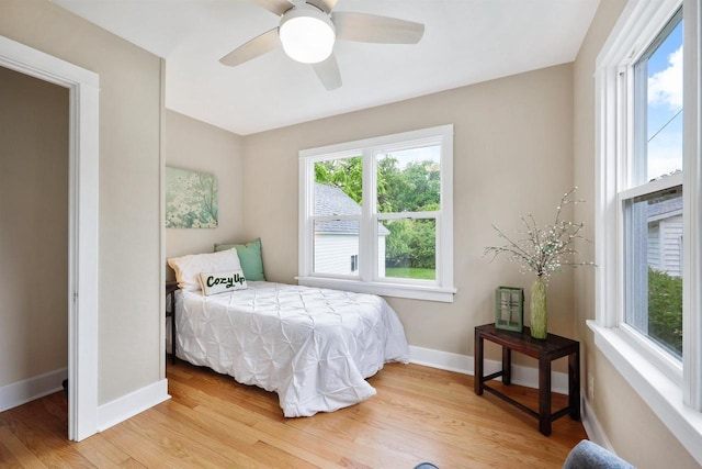 50 S Marquette St, Madison, WI 53704 - bedroom with multiple windows, light wood-style flooring, and ceiling fan