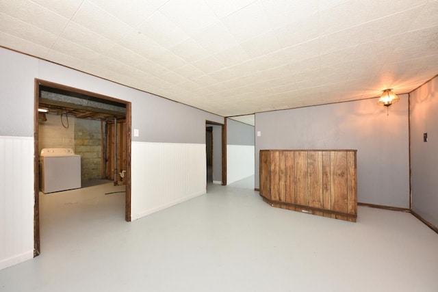 8535 N 59th St, Brown Deer, WI 53223 - finished basement featuring washer / dryer and a wainscoted wall