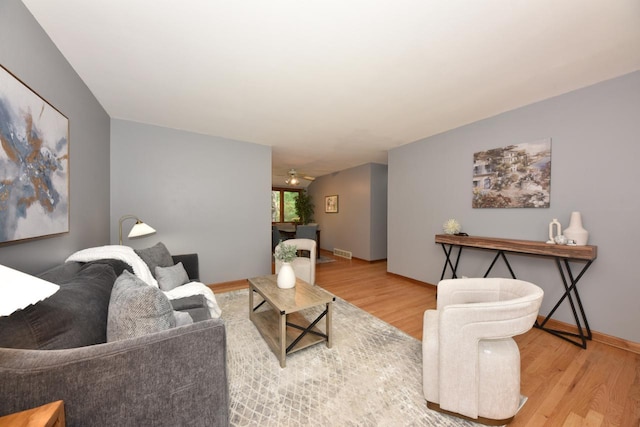 8535 N 59th St, Brown Deer, WI 53223 - living area featuring wood finished floors and ceiling fan