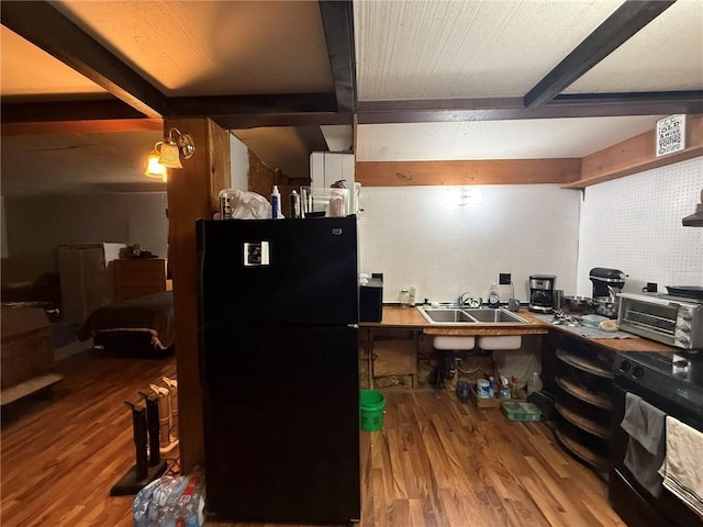 1330A 21 3/4 St, Cameron, WI 54822 - kitchen with black appliances and wood finished floors