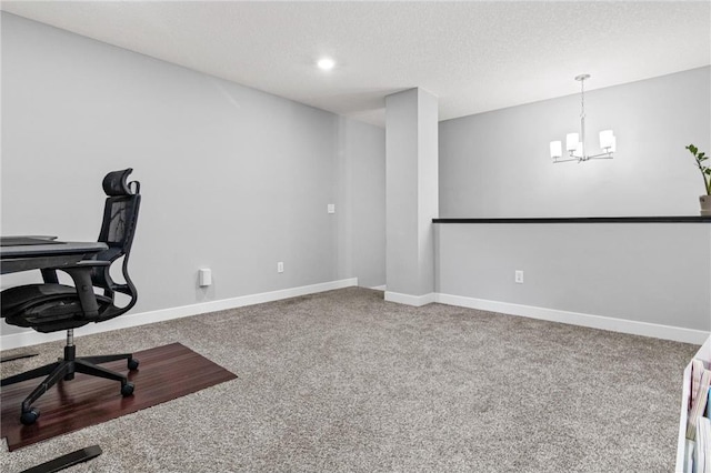 7243 Fall Dr, Hugo, MN 55038 - unfurnished office featuring carpet, a chandelier, a textured ceiling, and recessed lighting