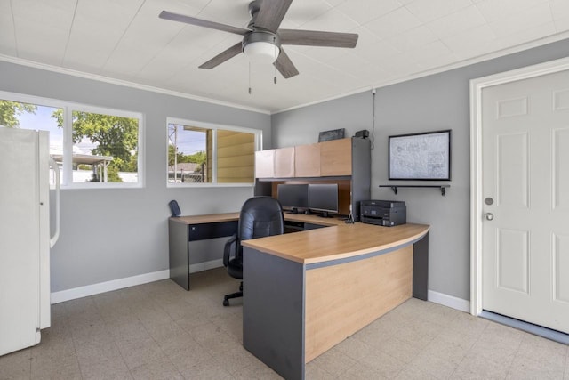 1002 Grove St, Oshkosh, WI 54901 - office featuring ceiling fan, tile patterned floors, and ornamental molding