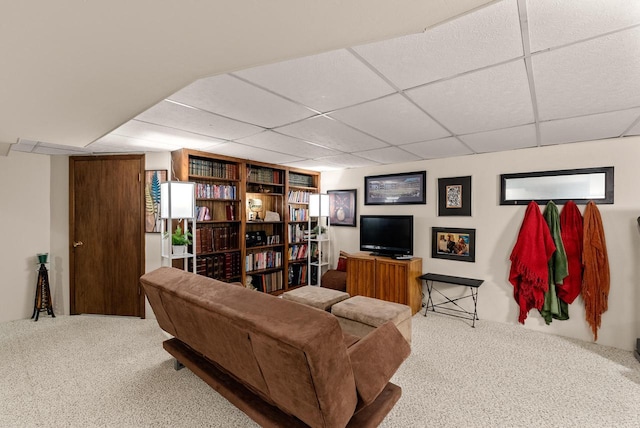 618 Westridge Dr, West Bend, WI 53095 - carpeted living room featuring a paneled ceiling