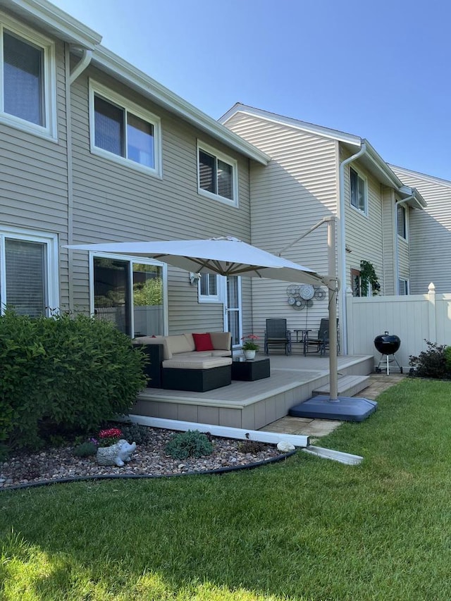 618 Westridge Dr, West Bend, WI 53095 - rear view of property with outdoor lounge area and a deck
