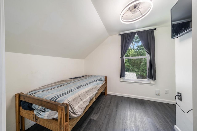 500 S Pierce Ave, Appleton, WI 54914 - bedroom with dark wood-type flooring and vaulted ceiling