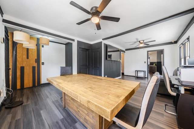 500 S Pierce Ave, Appleton, WI 54914 - dining room with a ceiling fan and dark wood finished floors