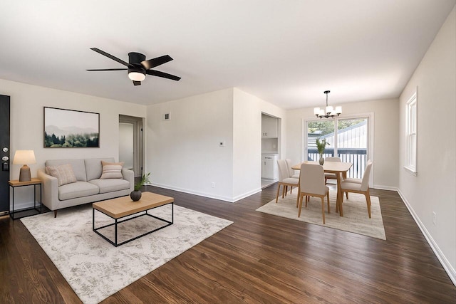 2316 W Rohr Ave, Milwaukee, WI 53209 - living area with a chandelier, dark wood finished floors, and ceiling fan