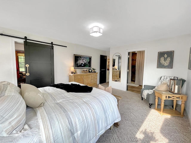431 Limestone St, Kiel, WI 53042 - bedroom with a barn door and light colored carpet