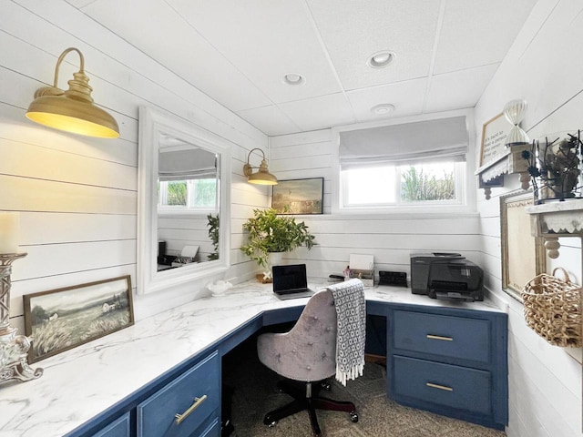 431 Limestone St, Kiel, WI 53042 - home office with built in desk and wood walls