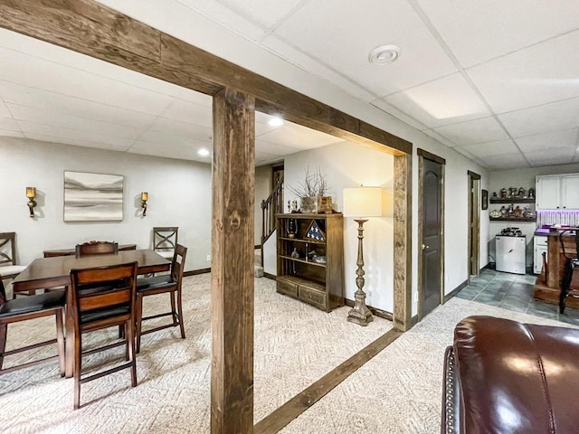 431 Limestone St, Kiel, WI 53042 - dining room with a paneled ceiling and carpet