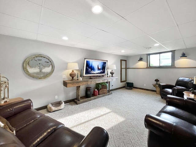 431 Limestone St, Kiel, WI 53042 - carpeted living area with recessed lighting and a drop ceiling