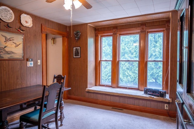 318 Tremont St, Mauston, WI 53948 - office space featuring wooden walls, carpet flooring, plenty of natural light, and ceiling fan
