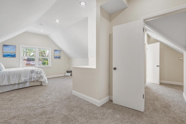 3700 S 21st St, Milwaukee, WI 53221 - bedroom featuring carpet flooring, vaulted ceiling, and recessed lighting
