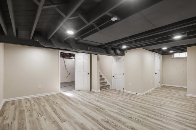 3700 S 21st St, Milwaukee, WI 53221 - below grade area with stairway and wood finished floors