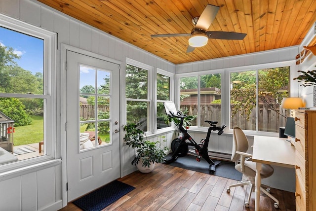 5706 Tolman Ter, Madison, WI 53711 - sunroom / solarium featuring wooden ceiling, wood-type flooring, and plenty of natural light