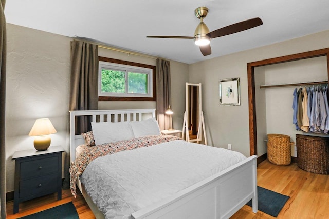 5706 Tolman Ter, Madison, WI 53711 - bedroom featuring light wood-style flooring, a closet, and ceiling fan