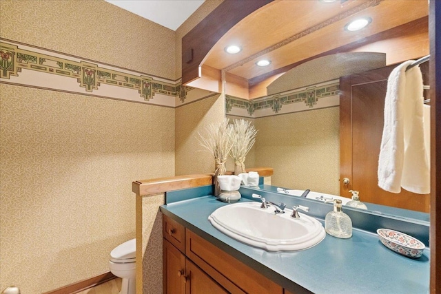 5870 Persimmon Dr, Fitchburg, WI 53711 - bathroom featuring vanity and recessed lighting