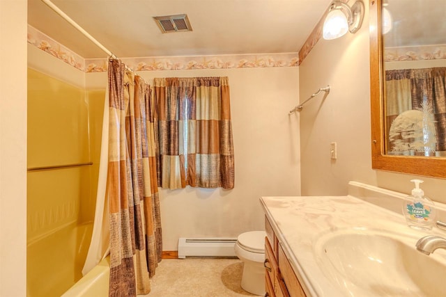 7040 Blonien Ave, Rudolph, WI 54475 - full bathroom featuring a baseboard radiator, vanity, and shower / bath combo