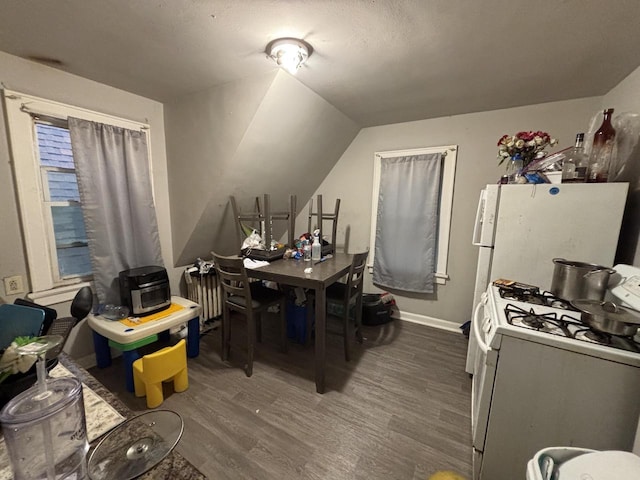 3350 N 25th St Unit 3350A, Milwaukee, WI 53206 - dining room featuring wood finished floors and vaulted ceiling