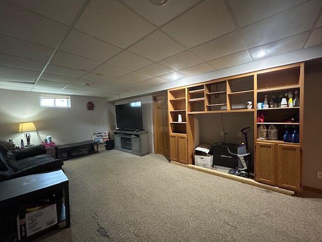 5201 Lombardy Dr, Wausau, WI 54401 - living room featuring carpet flooring and a paneled ceiling