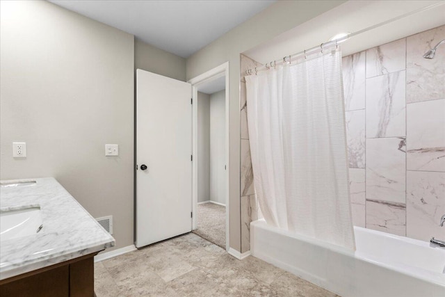 N113W20588 Edgewood Dr, Germantown, WI 53022 - full bathroom featuring shower / bathtub combination with curtain and double vanity