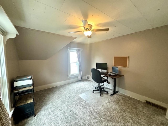 514 Robert St, Fort Atkinson, WI 53538 - home office featuring carpet floors and ceiling fan