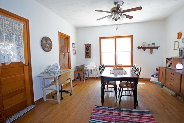 N3225 County Road K, Mauston, WI 53948 - dining area with ceiling fan and wood finished floors
