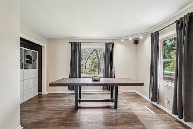 2040 San Fernando Dr, Elm Grove, WI 53122 - dining room with healthy amount of natural light, rail lighting, and wood finished floors