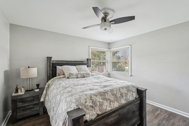 2040 San Fernando Dr, Elm Grove, WI 53122 - bedroom featuring dark wood finished floors and a ceiling fan