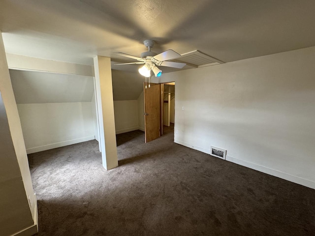 747 S 37th St, Milwaukee, WI 53215 - bonus room featuring ceiling fan, carpet floors, and lofted ceiling