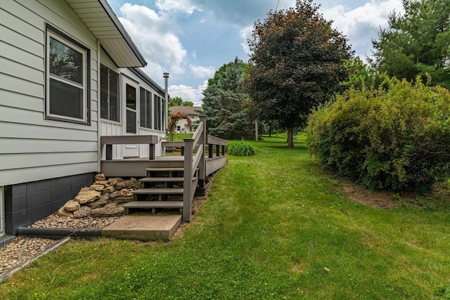 619 4th Ave, New Glarus, WI 53574 - view of green lawn featuring a deck