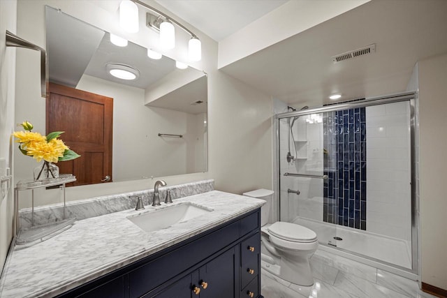 10870 N Spartan Cir, Mequon, WI 53097 - full bathroom featuring a shower stall, vanity, and marble look tile flooring