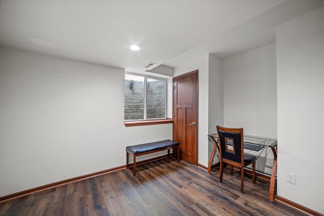 10870 N Spartan Cir, Mequon, WI 53097 - office area featuring dark wood finished floors and recessed lighting