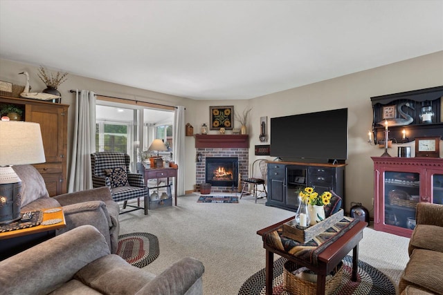 20903 W Main St, Lannon, WI 53046 - carpeted living area featuring a fireplace