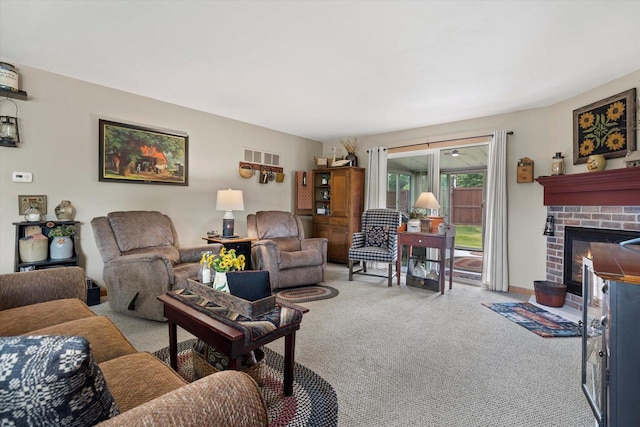 20903 W Main St, Lannon, WI 53046 - living room with carpet floors and a brick fireplace