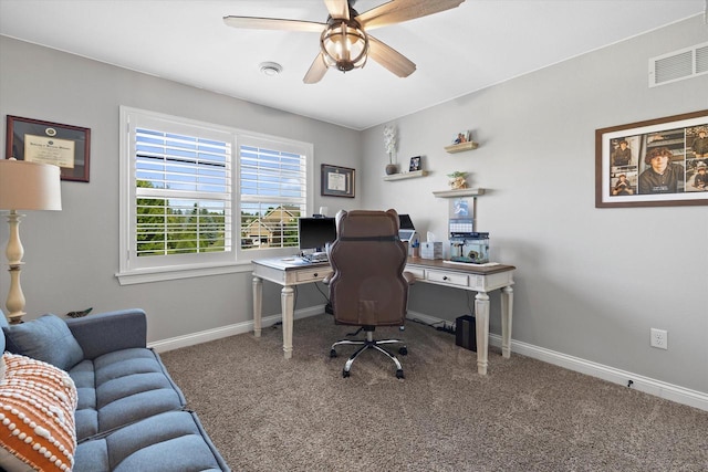 8061 S River Ln, Franklin, WI 53132 - carpeted office featuring a ceiling fan and baseboards