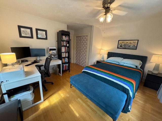 6309 W Mckinley Ave, Wauwatosa, WI 53213 - bedroom featuring hardwood / wood-style flooring, an office area, and ceiling fan