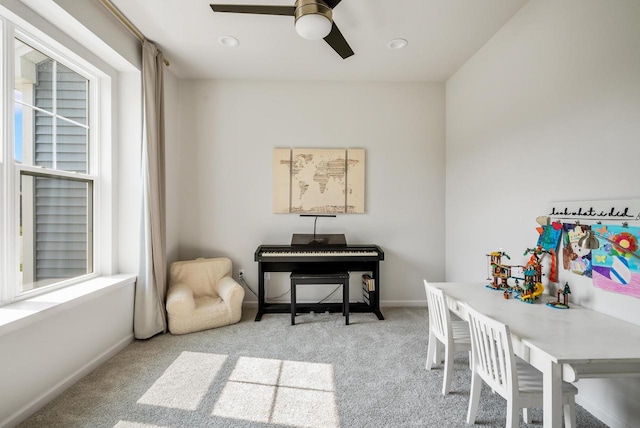 309 Paradise Ct, Hartland, WI 53029 - office space with carpet, a ceiling fan, plenty of natural light, and recessed lighting