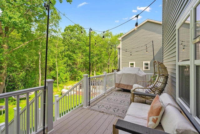309 Paradise Ct, Hartland, WI 53029 - wooden terrace with area for grilling