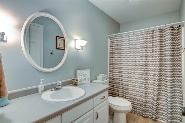 3614 Greendale Ct, Eau Claire, WI 54701 - full bathroom featuring vanity, wood finished floors, and a shower with curtain