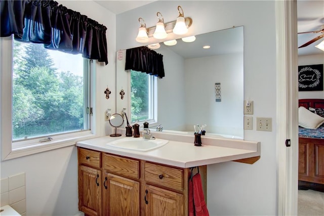3614 Greendale Ct, Eau Claire, WI 54701 - bathroom with vanity and a ceiling fan
