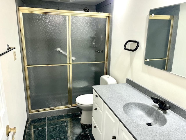 2200 W Good Hope Rd Unit 115, Glendale, WI 53209 - full bathroom with vanity, a stall shower, and marble finish floors