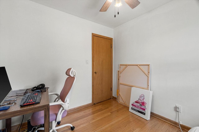 9230 W Auer Ave, Milwaukee, WI 53222 - office area with ceiling fan and light wood-style floors