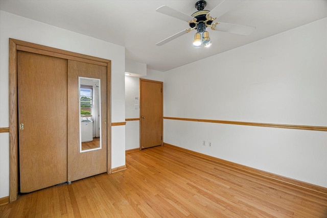 9230 W Auer Ave, Milwaukee, WI 53222 - unfurnished bedroom featuring light wood-style flooring and ceiling fan